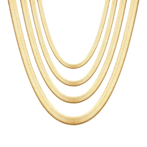 Stainless Steel Blade Necklace Flat Snake Chain Hip-Hop Style Chain Thin Encrypted Snake Chain Electric 18K Gold Necklace