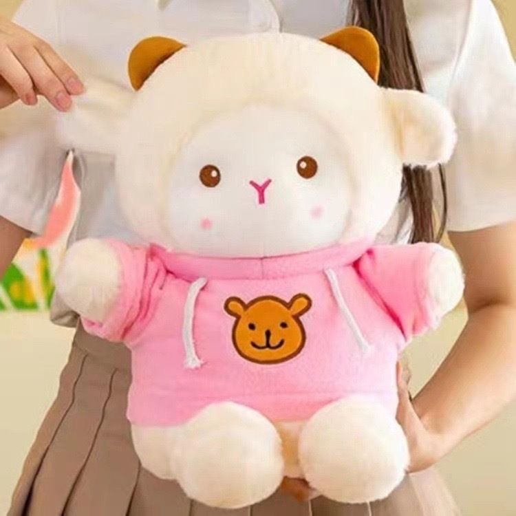 Muñeca de cambio de ropa de oveja de Polk almohada regalo de cumpleaños actividad de seguridad arrojando muñeca de agarración emoción acompañante muñeca de cordero