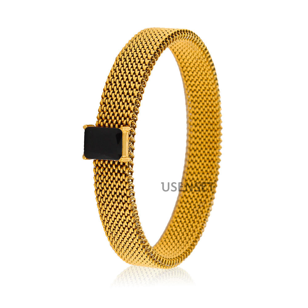 Fashion Geometric Stainless Steel Plating Zircon Bracelets 1 Piece