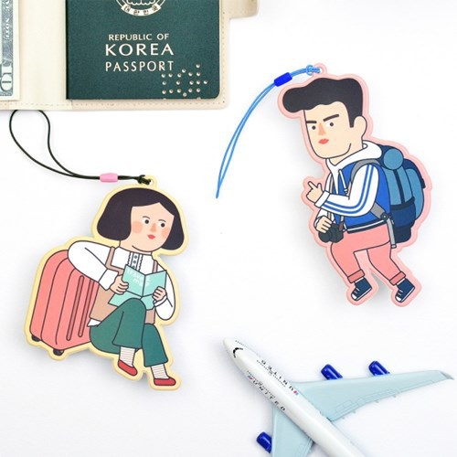 YOOUIOSjam韓國進口創意卡通情侶行李牌旅行行李箱防丟姓名信息牌