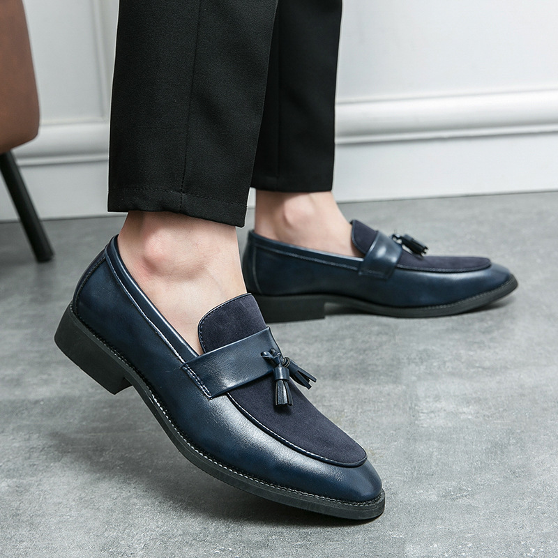 Zapatos de cuero de punta para hombres tendencia británica un pedazo de ropa de negocios transpirable zapatos de beans zapatos de hombre casuales image 5