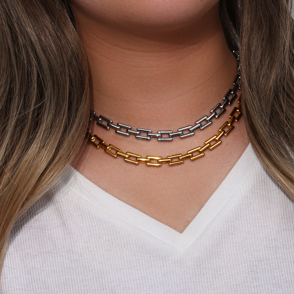 Fashion Geometric Stainless Steel Plating Bracelets Necklace