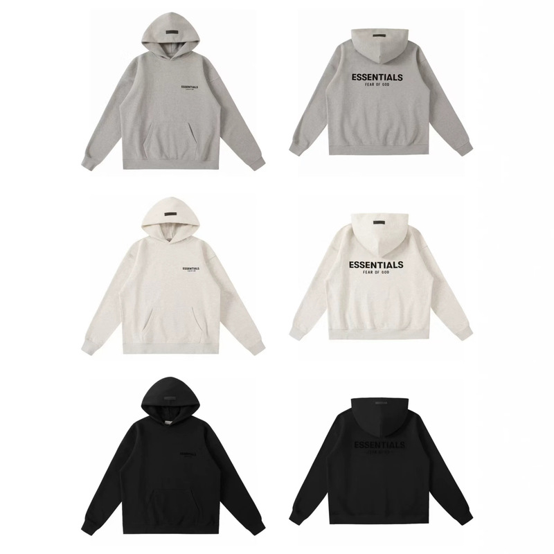 Fear of God Essentials new flocked American-style heavyweight hooded sweatshirt, unisex Fear of God Essentials new flocked American-style heavyweight hooded sweatshirt, unisex