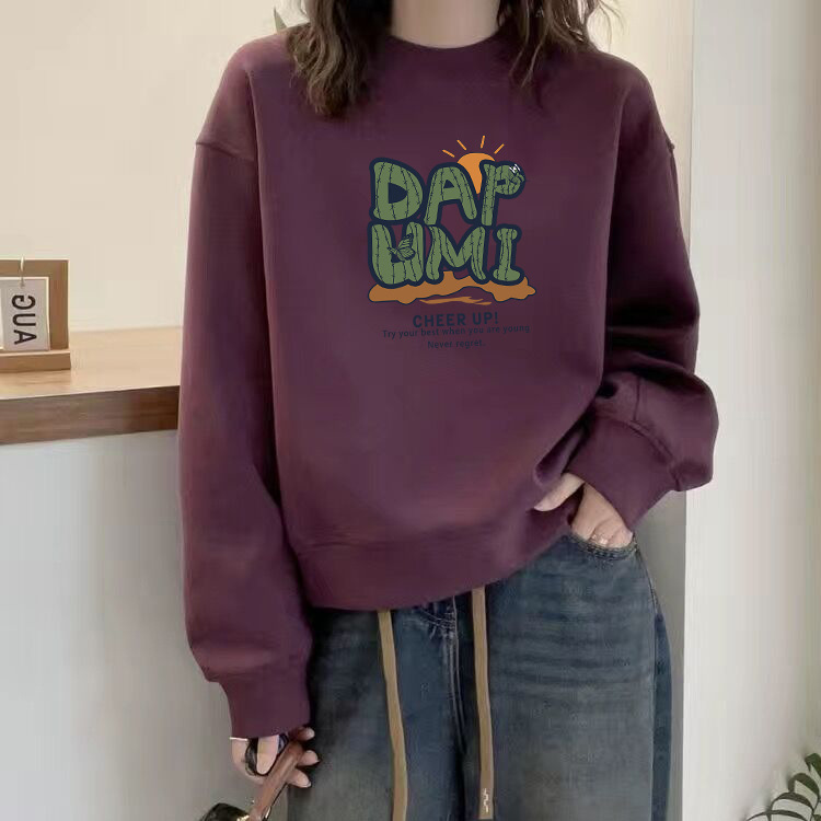 High-End Sweatshirt for Women, New Spring, Autumn and Winter Fashionable Round Neck, Loose, Slim, Short, Versatile Pullover Long-Sleeved Jacket for Women