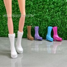 跨境新款娃娃鞋子 巴芘娃娃配件6分娃高筒系带马丁靴机车靴骑士