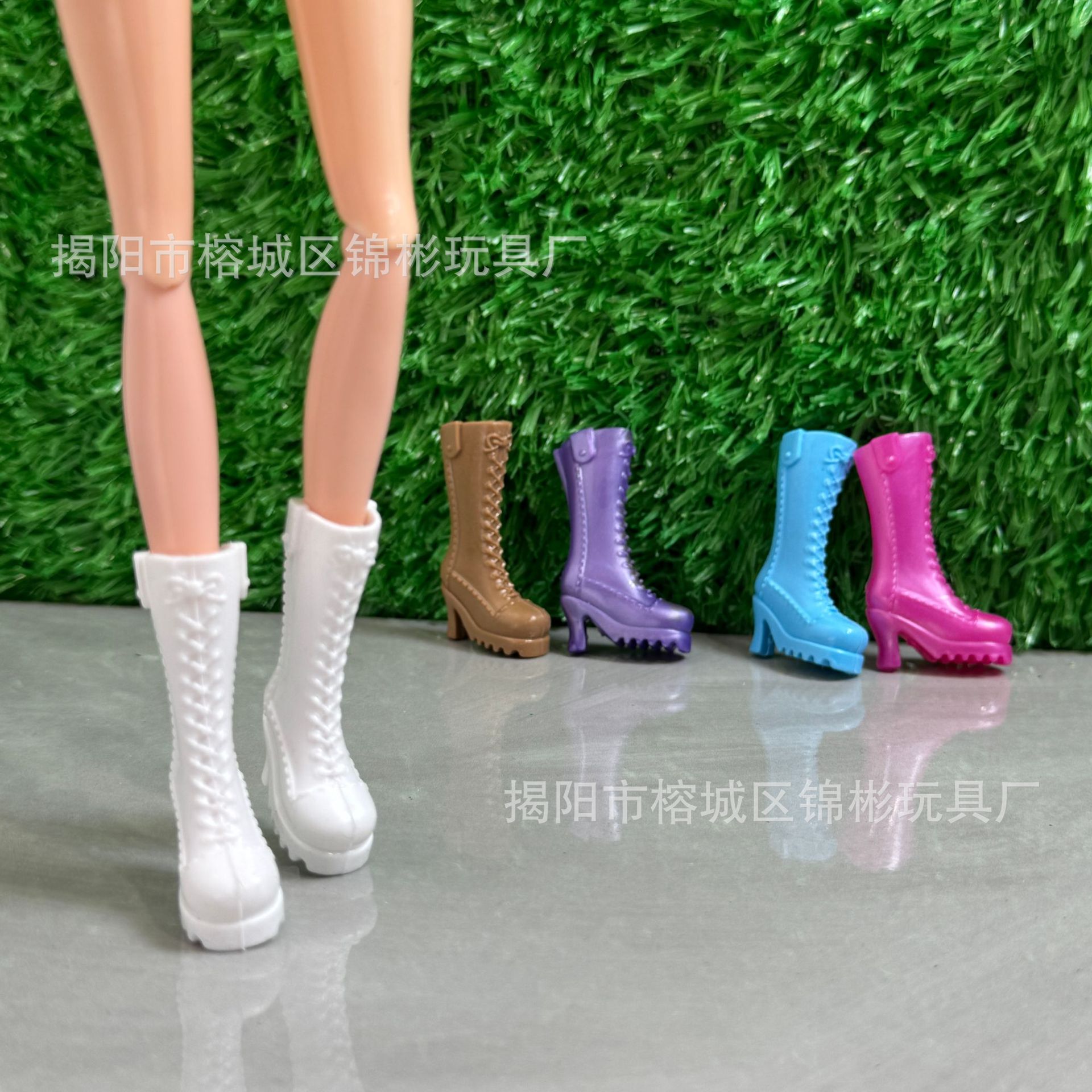 跨境新款娃娃鞋子 巴芘娃娃配件6分娃高筒系带马丁靴机车靴骑士