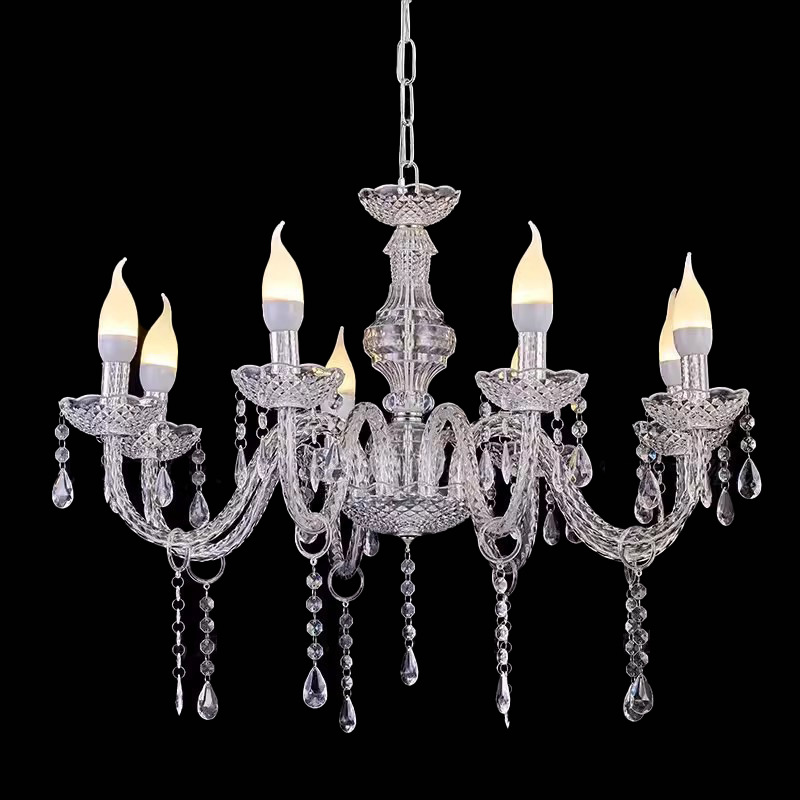 Nueva boda de hierro forjado cortina de perlas de cristal candelabro pabellón ceremonia sala de bodas decoración de estilo europeo candelabro