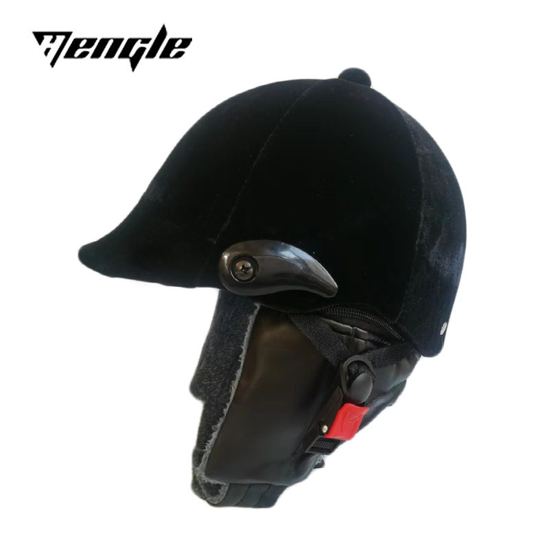 Casco ecuestre de equitación Casco ecuestre de terciopelo negro unisex Casco de coche de batería no eléctrico Casco de cuatro estaciones