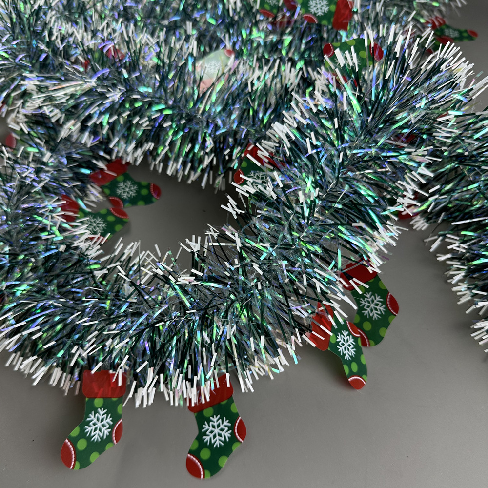 Nuevas líneas de color de Navidad transfronterizas Papá Noel calcetines de Navidad muñeco de nieve decoración de color de 2 metros