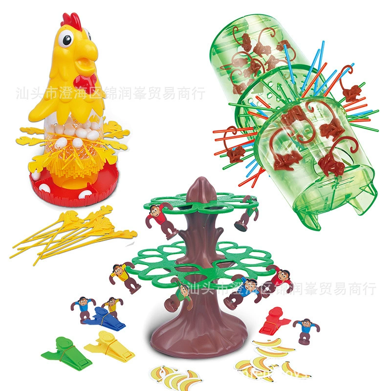 Cross-border monkey jumping board game bouncing animals hen lay eggs pulling sticks monkey falls off kicking stick game bouncing hanging monkey