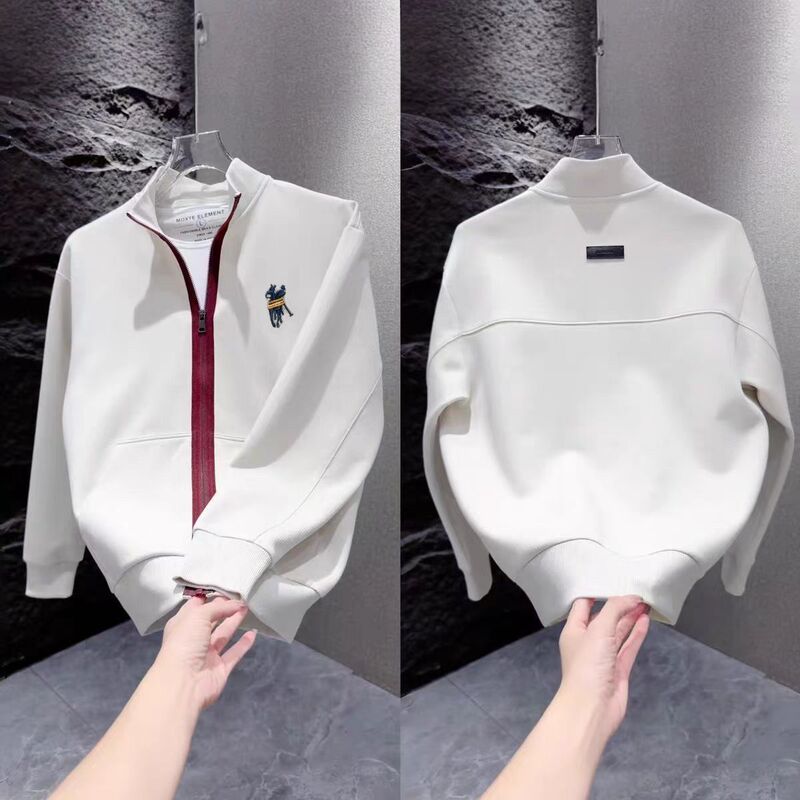 [Special Offer] Slim-Fit Korean Style Men's Color-Blocked Zipper Sweatshirt Top with Design Embroider, Versatile and Accessible Luxury