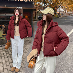 韩版连帽羽绒棉服女2025年冬季新款加厚小个子短款面包服棉袄外套