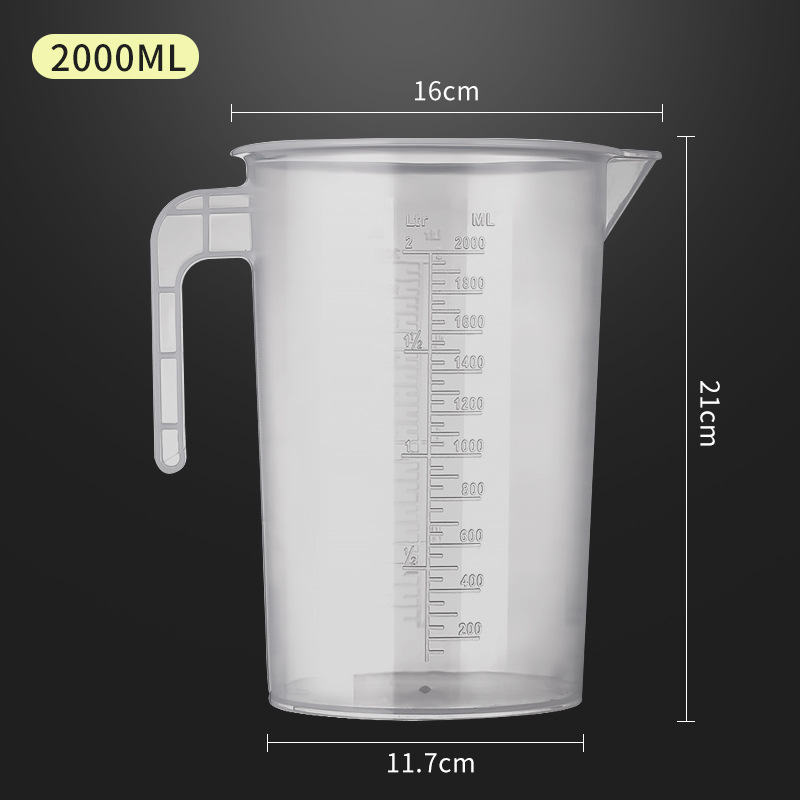 손잡이가없는 2000ml 측정 컵 식품 등급 PP 재료