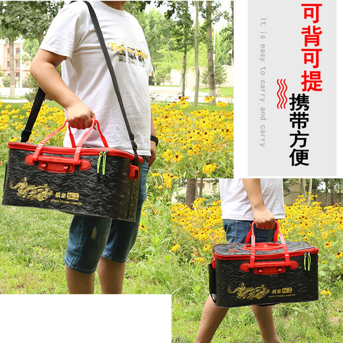 Manufacturer wholesale fish tank bucket live fish bucket fishing box Eva thick foldable fishing gear water bucket integrated fish tank