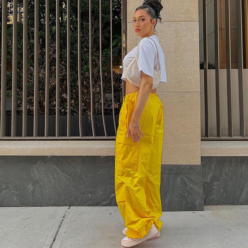 2023 Nové pouliční volné cargo kalhoty Podzimní móda Ležérní kalhoty s nízkým pasem Velké štíhlé legíny_voghion.com