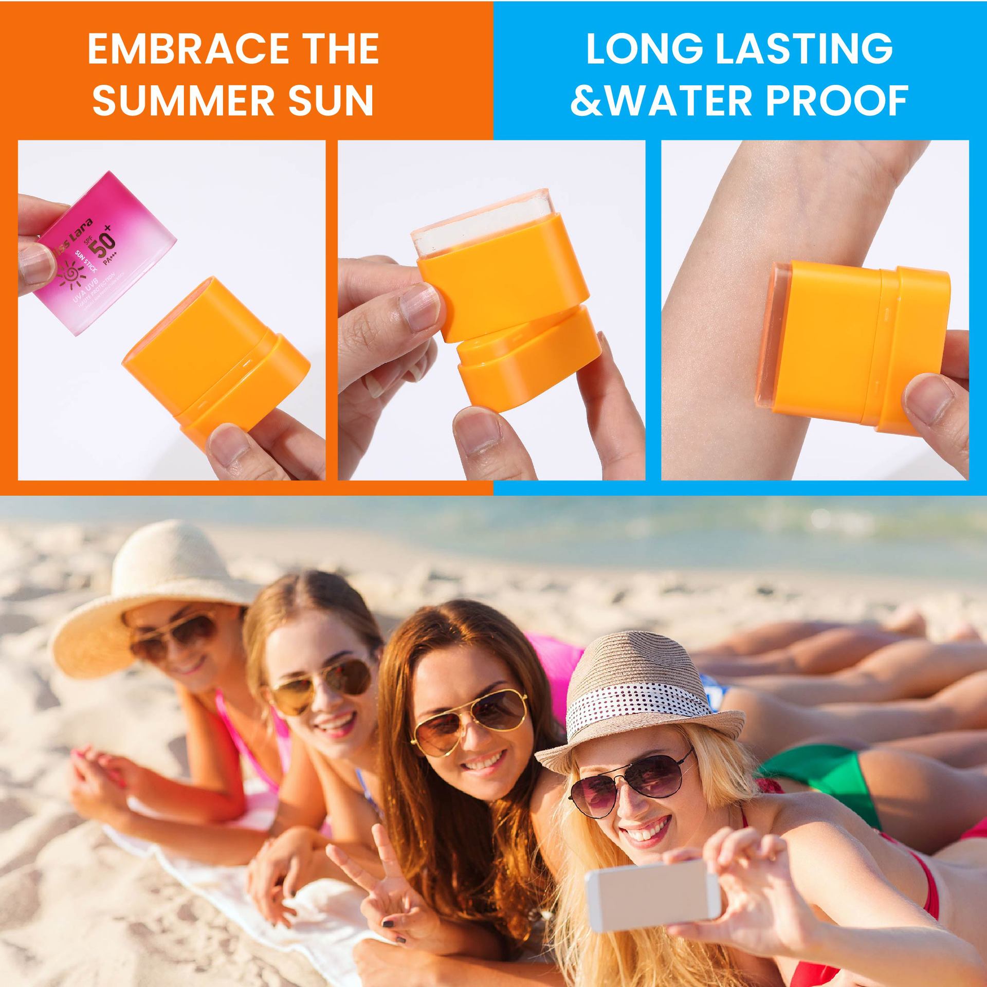MISS LARA Protector solar Stick SPF50 Protector solar para el cuerpo facial UVA UVB claro, no graso y fácil de aplicar image 4