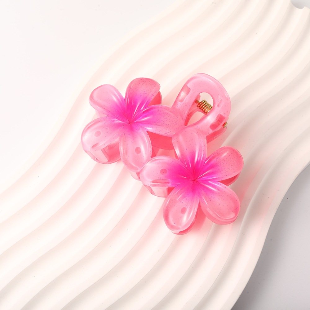 Nuevo color frangipani acrílico pinza para el cabello flor pinza de agarre de alta calidad elegante accesorio para el cabello de mujer pinza de tiburón de agarre lateral