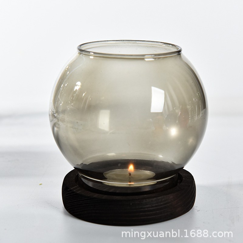 De estilo europeo transparente de cristal redondo candelabro vela cena Zen retro hogar a prueba de viento vela taza cubierta de la decoración China