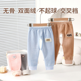 Baby warm pants baby autumn and winter long pants Boys Girls fleece-lined open crotch pants trousers boneless spring and autumn autumn and winter