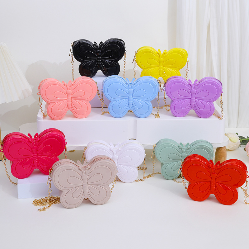 2026 New Candy-Colored Butterfly Jelly Bag for Girls, Cute Chain Crossbody Bag, Kidsren's Mini Shoulder Coin Purse