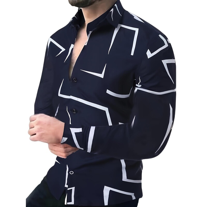 2025新款跨境外贸男士3d数码印花衬衣长袖碎花长袖衬衫|undefined