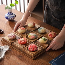 日式木质小吃零食点心托盘甜品盘九宫格餐具月饼糕点摆盘餐厅商用