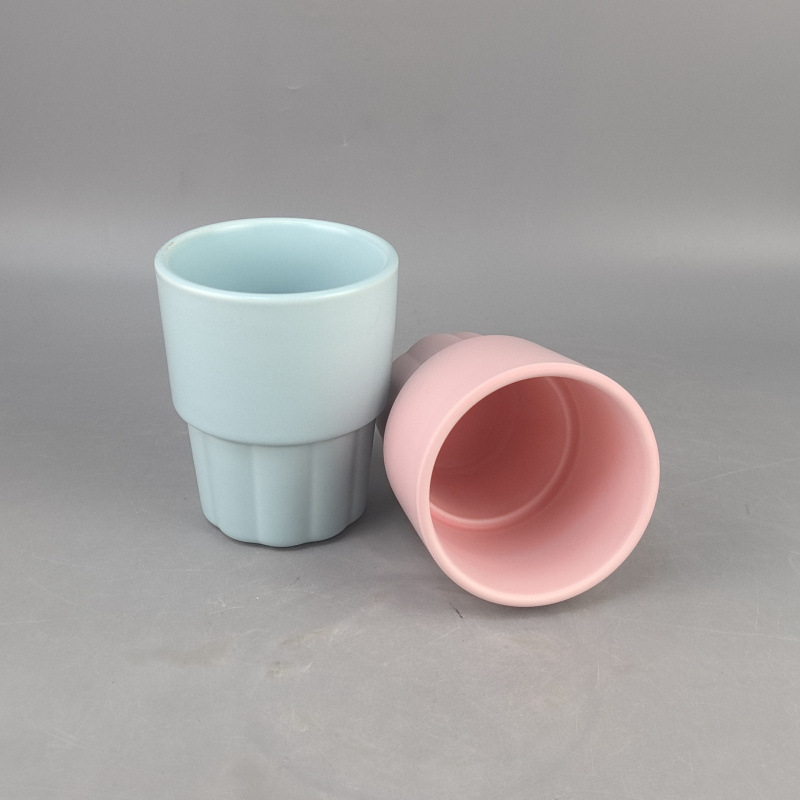 Transfronterizo simple de temperatura media de cerámica macarrón taza de enjuague bucal taza de picnic al aire libre taza de cerámica de color sólido