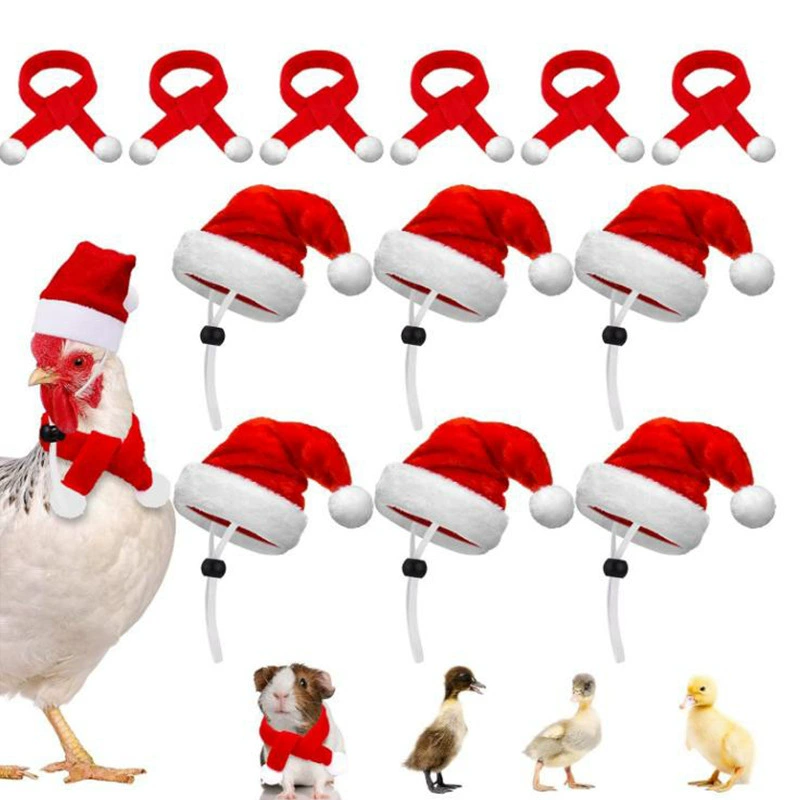 Новый рождественский комплект шапки и шарфа для питомцев: красный, белый, красный, зеленый шарф, комплект для маленьких животных с эластичной застежкой-пряжкой