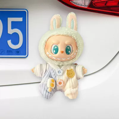 Anti-Strangling Shoulder Strap Protector: Seat belt shoulder pad - doll-onesie-green-labubu-tail-hanging-no-specifications