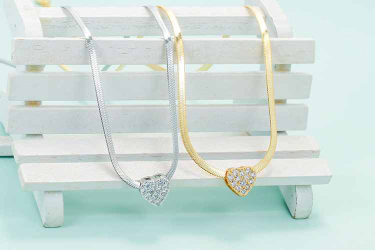 10g Weight Necklace Classification New Simple Heart Clavicle Chain Flat Snake Chain Five-pointed Star Copper Necklace Female