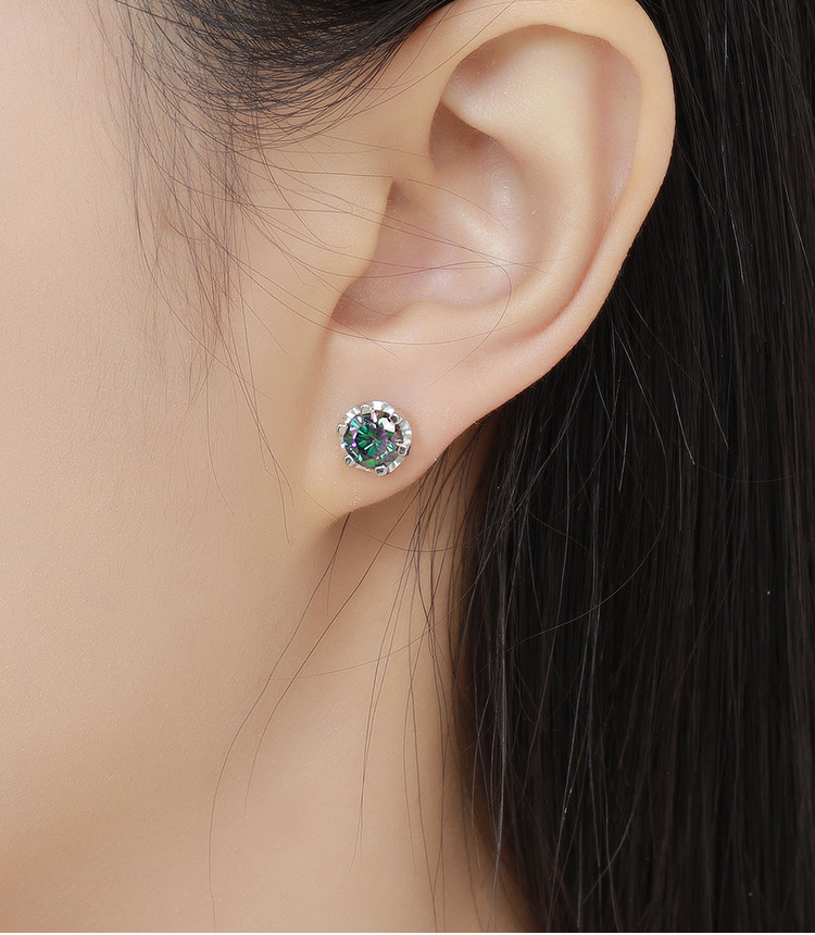 56g Weight 925 Sterling Silver Ear Needle Material Moissanite Inlay Material Ear Studs Classification 1 Pair Quantity Holiday, Daily Occasion 925 Sterling Silver Material Round Pattern Women's Gender GRA Certificate, Inlay Design Simple Style, Shiny Style 1 Pair 925 Sterling Silver Moissanite Round Ear Studs 6