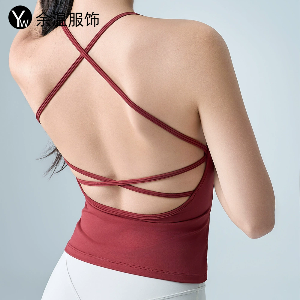 Новый спортивный жилет с красивой спинкой женский с нагрудным ковриком, тонкий бег, тонкая йога спортивная одежда топ женский бюстгальтер через границу