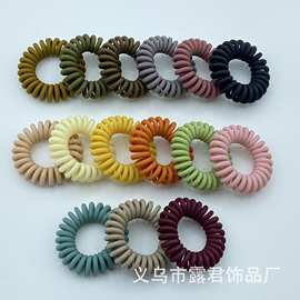 日韩小清新马卡龙色高弹力电话圈磨砂哑光电话线发圈儿童无痕发绳