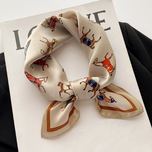 2022 retro pony Spring and Autumn new silk small square scarf women's silk scarf dual-use mulberry silk decorative scarf small scarf