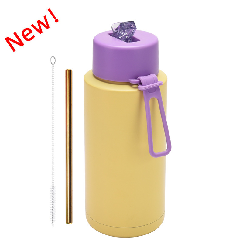 2025 nuevo hervidero deportivo de acero inoxidable de gran capacidad, de boca grande portátil estadounidense de 1L, preservación del calor y enfriamiento al vacío