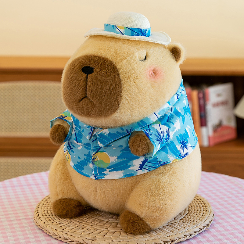 Estilo de verano, muñeca de capibara, anillo de natación en la playa, juguete de peluche de capibara, almohada para niñas al por mayor