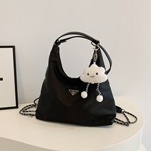 新款女士大容量通勤包时尚单肩双肩三用托特包帆布简约潮流斜挎包