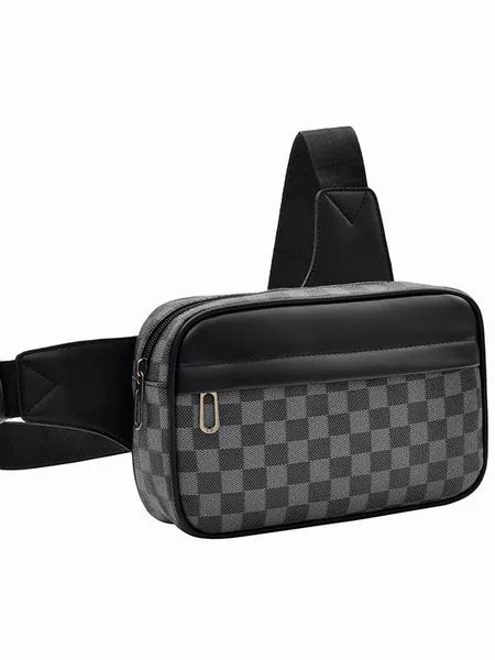 Men's Bag New Fashion Chest Bag Pu Leather Men's Single Shoulder Crossbody Small Square Bag Small Backpack Mobile Phone Bag Cross-Border Supply