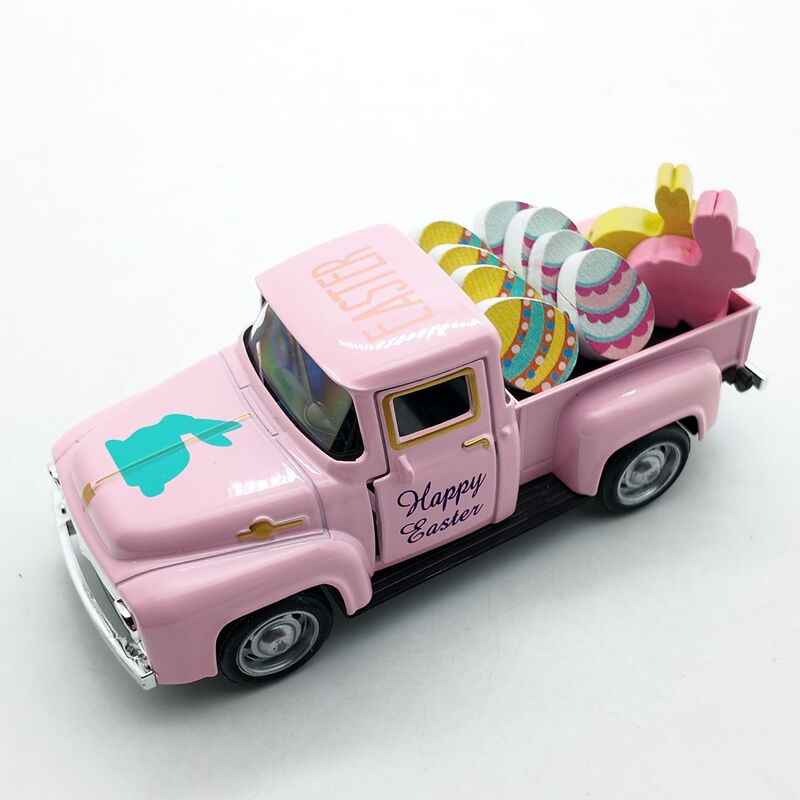 Cross-Border Easter Egg Bunny Ornament Decoration Retro Vintage Car Model Alloy Pickup Truck