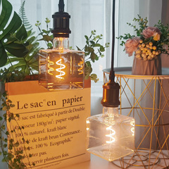Retro Edison LED Ice Cube Creative Bulb Nostalgic Warm Light Decor Lighting Soft Filament Shaped Pendant Lamp