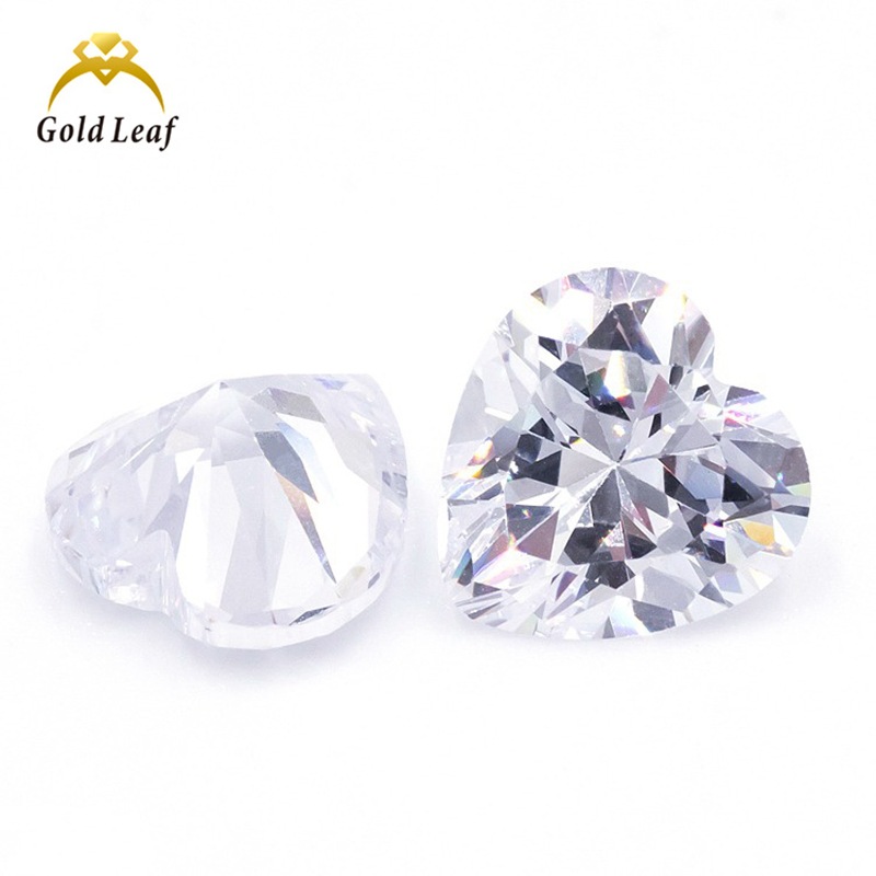 3X3~15X15Mm3A5A Peach Heart-Shaped White Zircon Wuzhou Synthetic Gemstone Cz Loose Stone Spot Wholesale