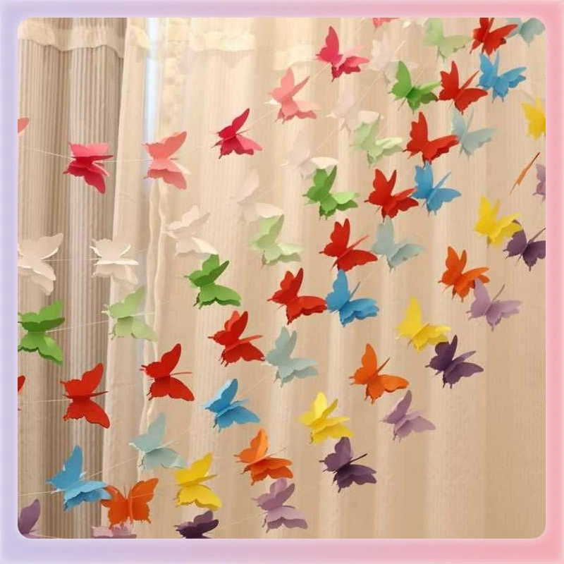 Свадебный декор для окна в торговом центре: бумажные цветы, бабочки, подвесные украшения для детской комнаты, разноцветные гирлянды ✅ Большой трехслойный бумажный рулон для дня рождения
