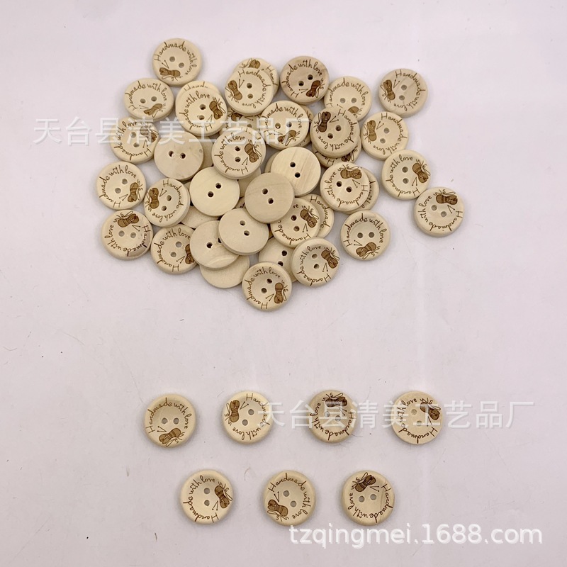 15/20/25mm ronda grabado láser hecho a mano wthlove botones de madera