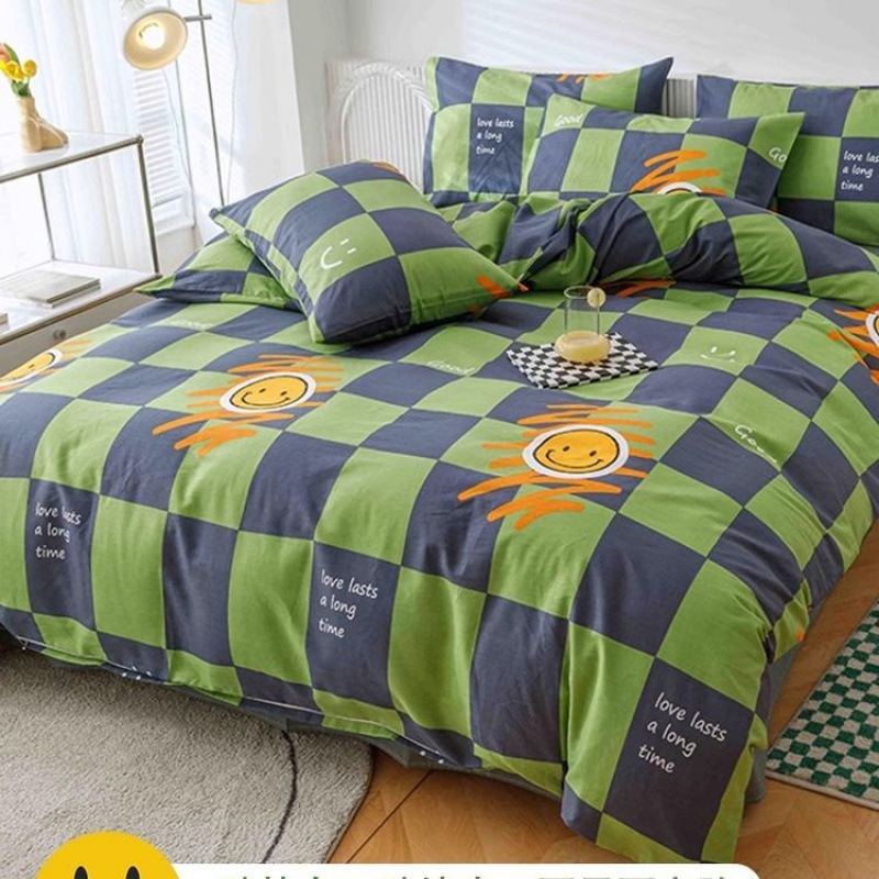 Funda de edredón de algodón de una sola pieza de cuatro piezas para niños 150x200x230 dormitorio de estudiantes individual 180 sábana