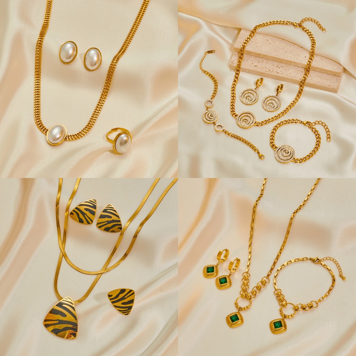 跨境首饰套装女钛钢个性复古时尚气质简约高级感不掉色饰品项链