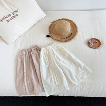 【工厂定制】韩版外贸出口人气爆品净色花边阔腿裤