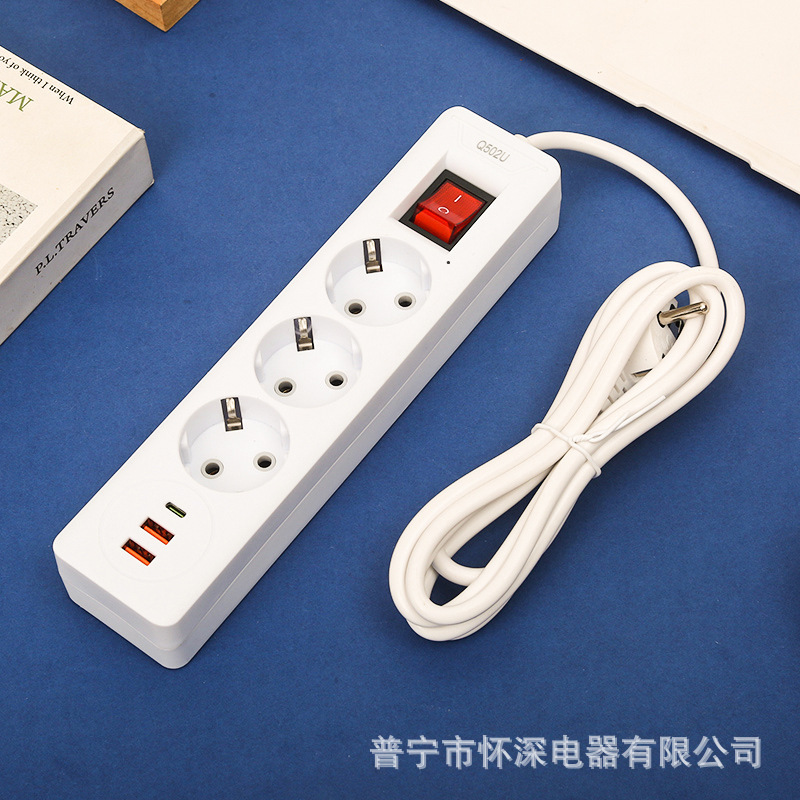 2USB + 1Type-C interfaz de carga de teléfonos móviles de estilo europeo conector de comercio exterior europeo estilo de oficina en el hogar