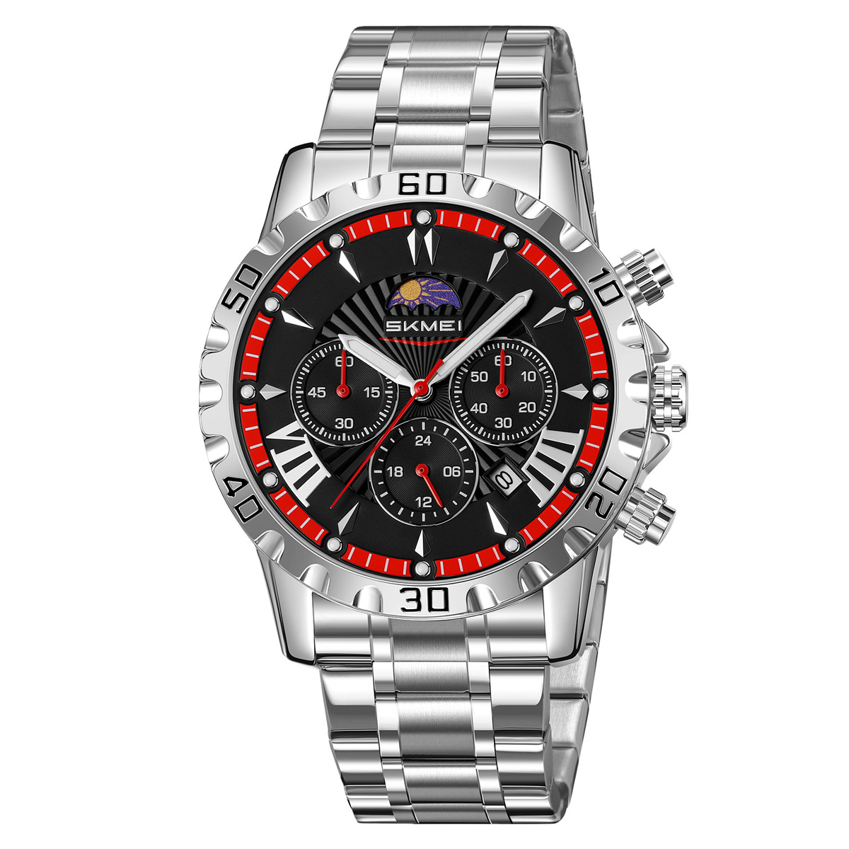 Hora de relojes de cuarzo para hombres cronógrafo multifuncional calendario astral escala romana relojes impermeables al por mayor transfronterizos