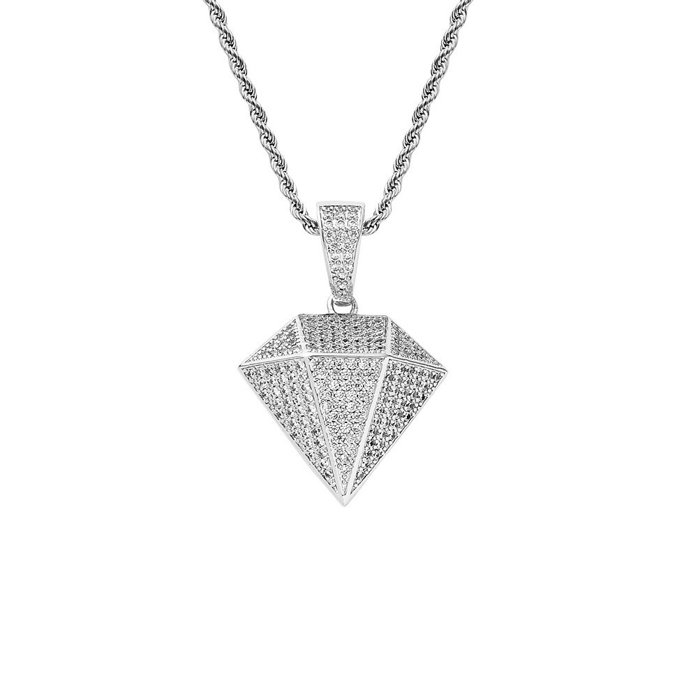 Diamond Pendant Necklace, Geometric Brick Design, Copper Accessory_voghion.com