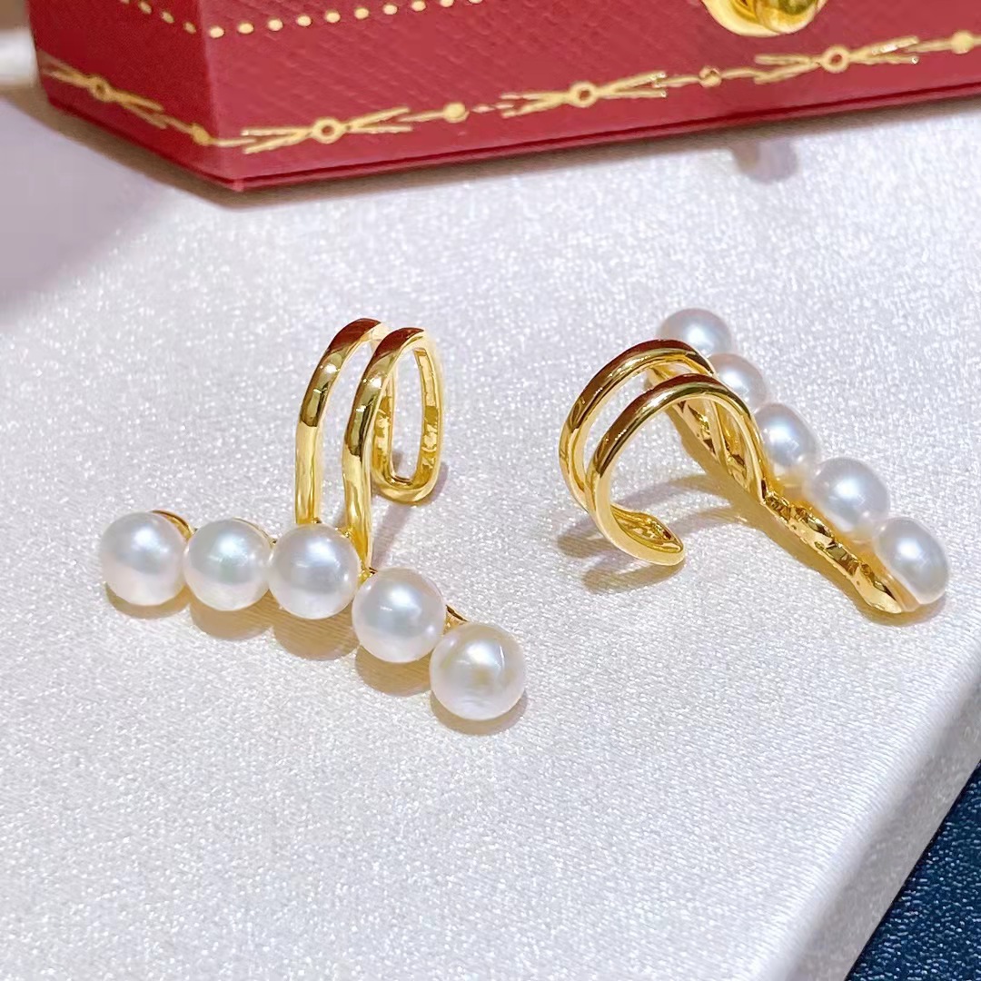 Freshwater Pearl Material 1 Piece Freshwater Pearl White Pearl Ear Cuffs Geometric